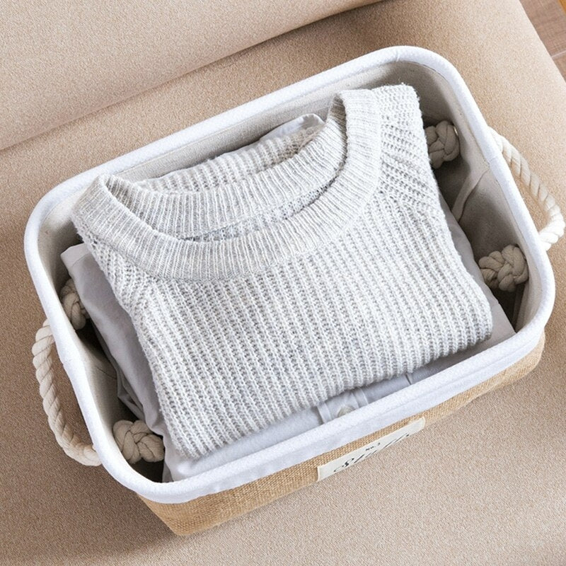 RosaLinen Französische Jute-Aufbewahrungskörbe | Elegante Lagerlösungen | Perfekt für Zuhause und Büro