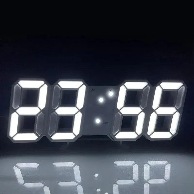 TimeGlow 3D LED Digitaluhr | USB-Stecker | Multifunktional | Leuchtende Wanduhr | Elektronische Uhr | Wohnkultur