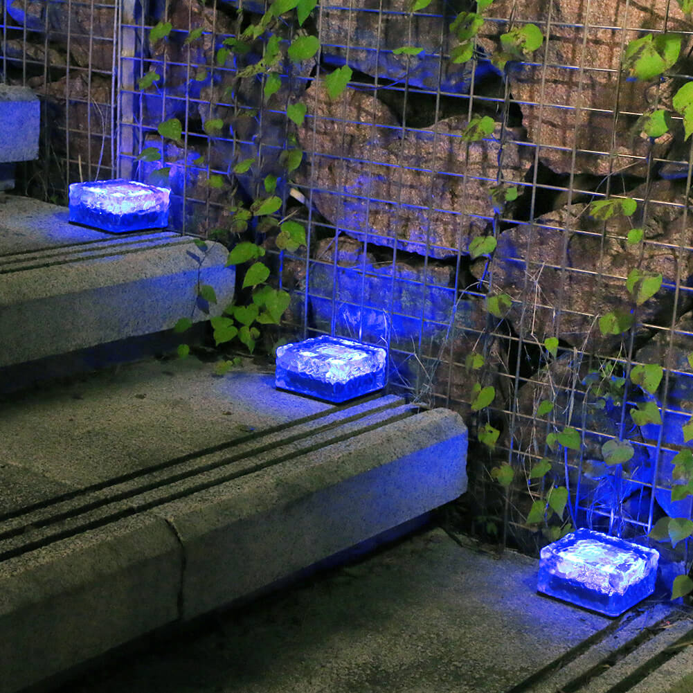 IceGlow Solar LED Bodeneinbauleuchte | Wasserfest | Glaseffekt | Gartenbeleuchtung in verschiedenen Farben