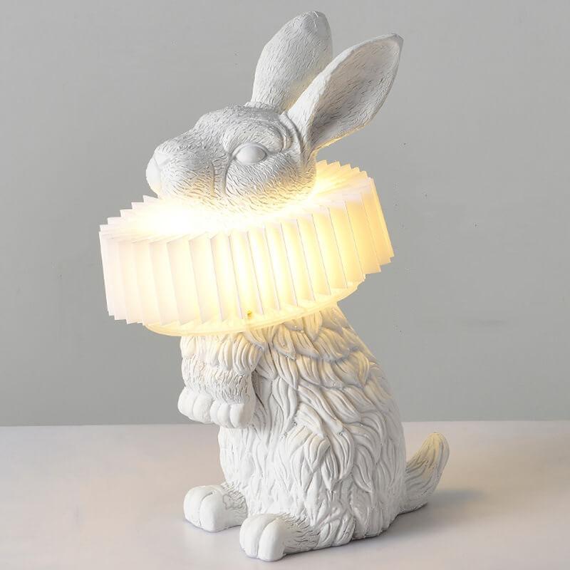 BunnyBright Kreative LED Tischlampe | Resin-Häschen-Design | Warm- & Weißlicht | Deko & Stimmungslicht für Zuhause