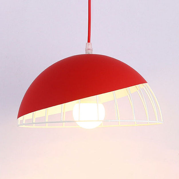 CageLine Nordic Pendelleuchte | Macaron Aluminium-Design | 1-flammige Drahtkäfig-Lampe | Farbenfrohe Eleganz