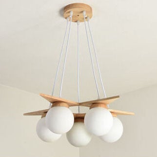 OrionGlare Frosted Holzleuchter | Massivholz & Glas Design | 3- oder 5-flammig | Skandinavischer Stil