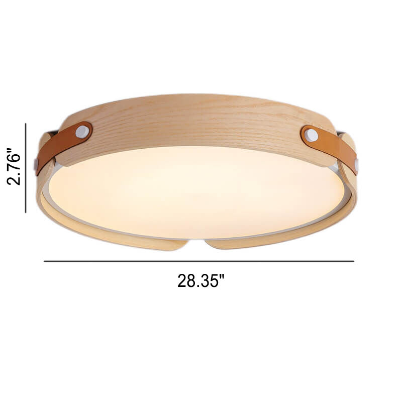 Lunaria Nova LED Deckenleuchte | Minimalistisches Design | Massivholz & Lederoptik | Dimmbar