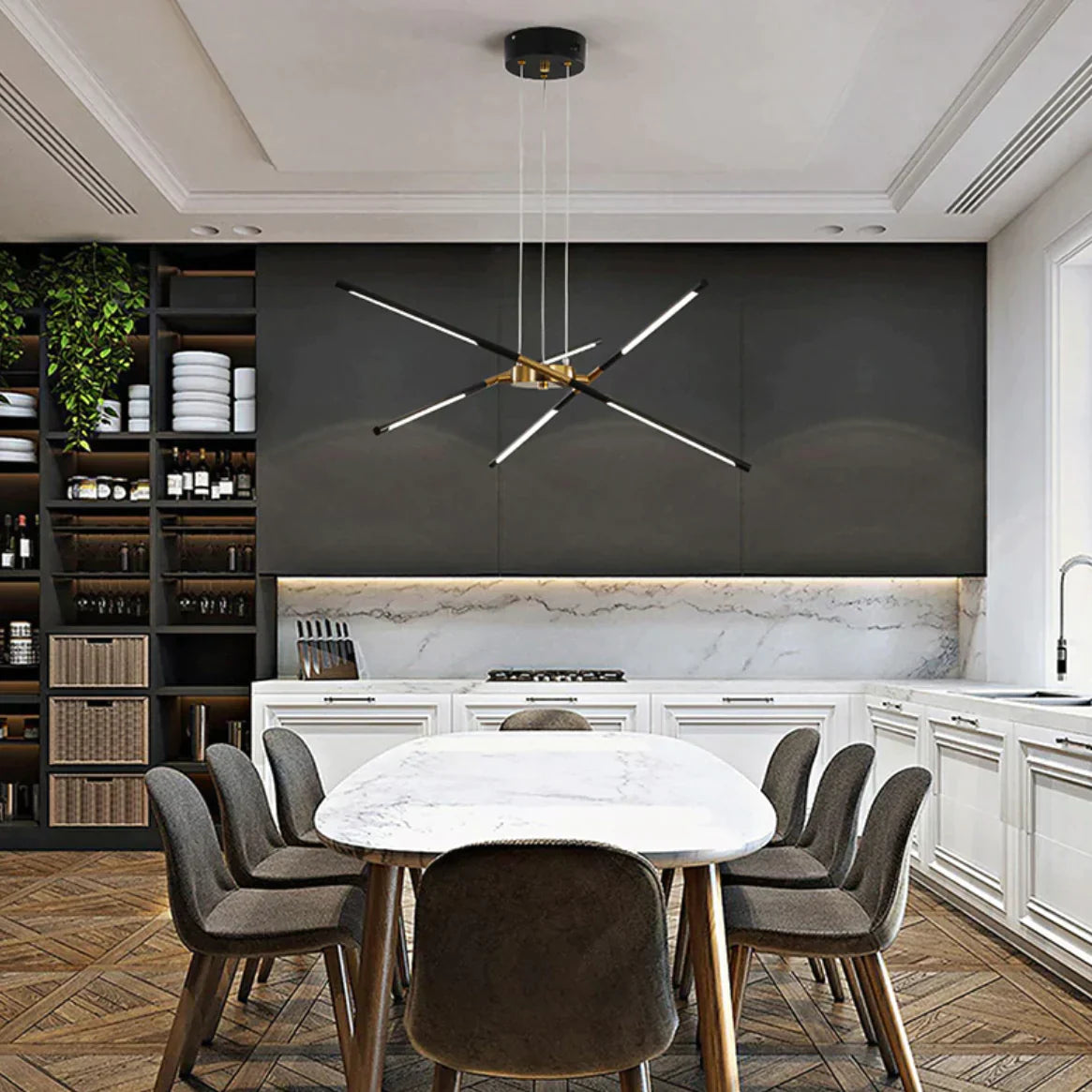 Arachnalux Moderner Spinnen-Kronleuchter | 6-12 Köpfe | Statement-Beleuchtung | Skulpturale Pendelleuchte