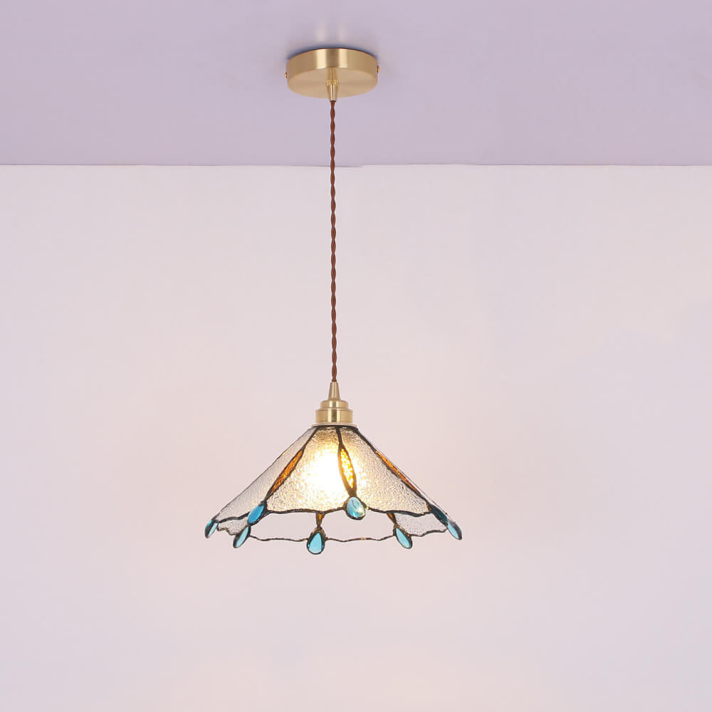 Glassoria Tiffany Pendelleuchte | Vintage Buntglas Design | Regenschirmform | Elegantes Licht für Zuhause