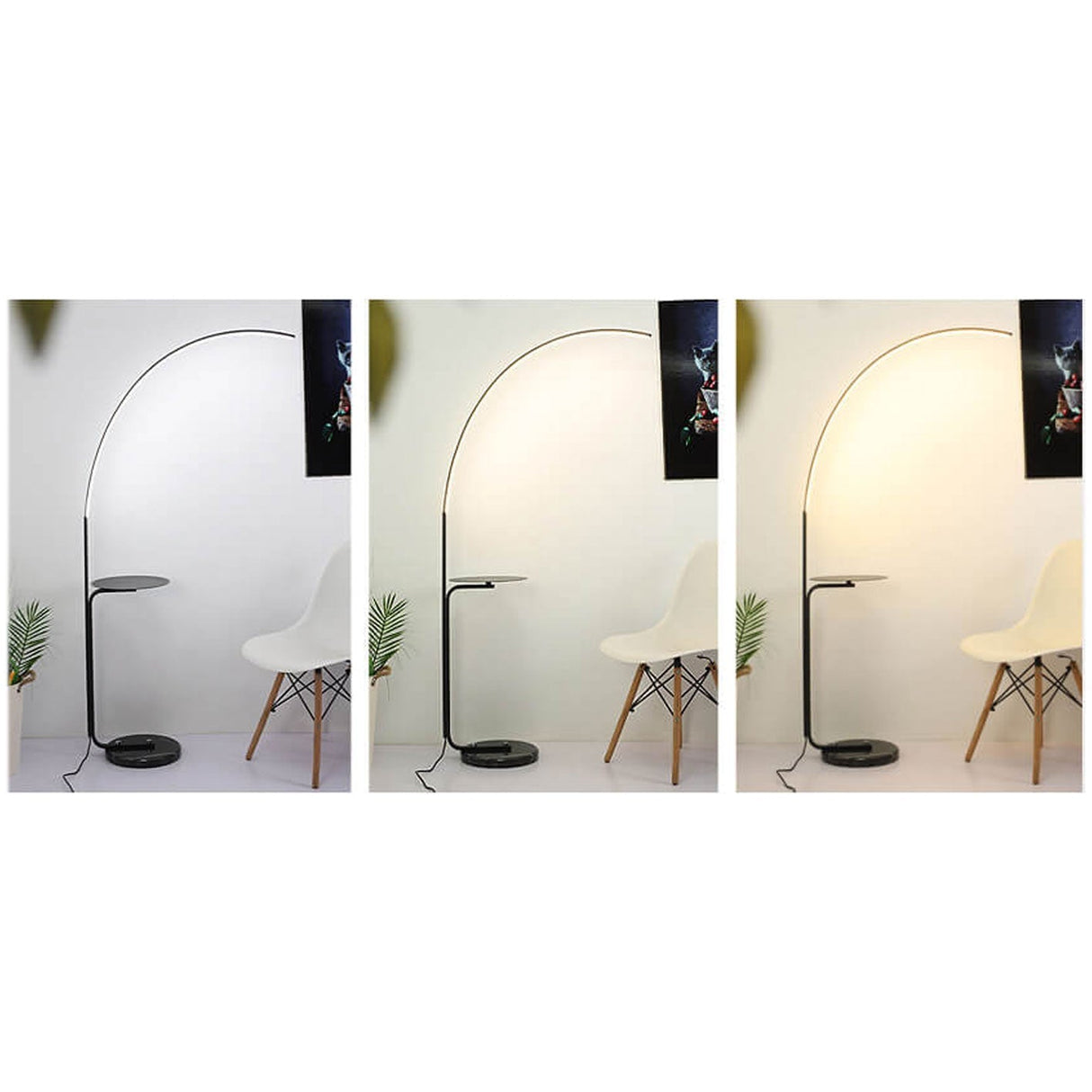 Luniora Arc LED Stehleuchte | Minimalistisches Design mit Ablage | Modern & Dimmbar