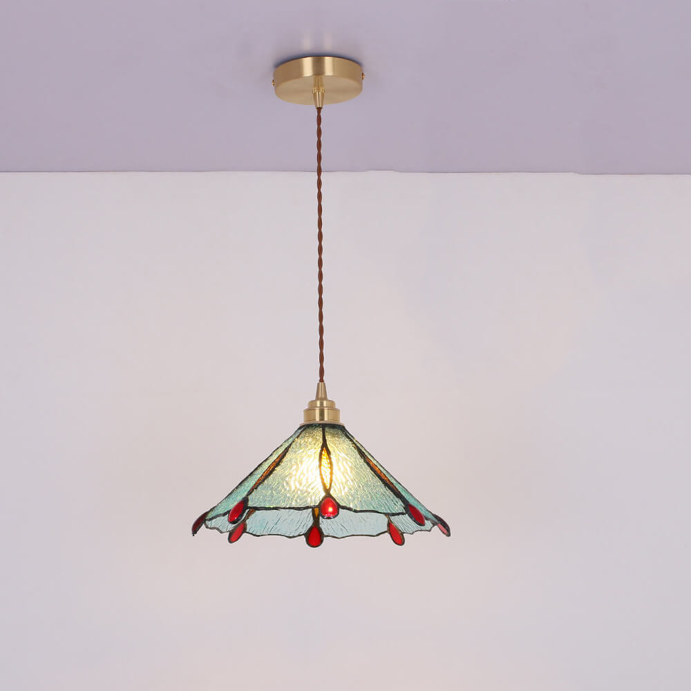 Glassoria Tiffany Pendelleuchte | Vintage Buntglas Design | Regenschirmform | Elegantes Licht für Zuhause
