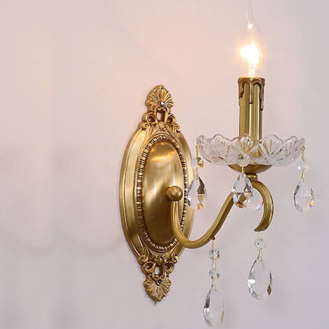 Crystaléa Wandlampe im französischen Vintage-Stil | Messing & Kristall | Elegante Beleuchtung für Zuhause