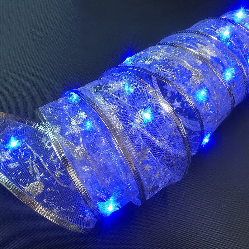 RibbonLustre LED Lichterkette | Weihnachtsbaum-Deko | Geschenkband-Design | Farbige & Warmweiße Beleuchtung