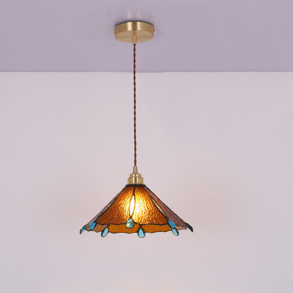 Glassoria Tiffany Pendelleuchte | Vintage Buntglas Design | Regenschirmform | Elegantes Licht für Zuhause