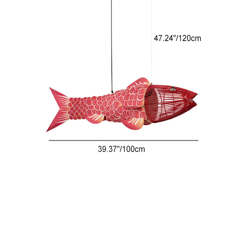 KoiLuxe Chandelier | Traditionelles chinesisches Design | Iron & PVC | Esszimmerbeleuchtung