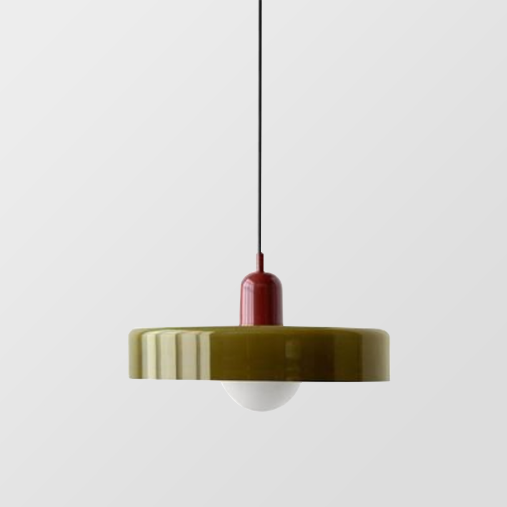BauArt Pendelleuchte aus farbigem Glas | Elegante Hängeleuchte im Bauhaus-Stil | Designlampe für Wohnzimmer & Esszimmer