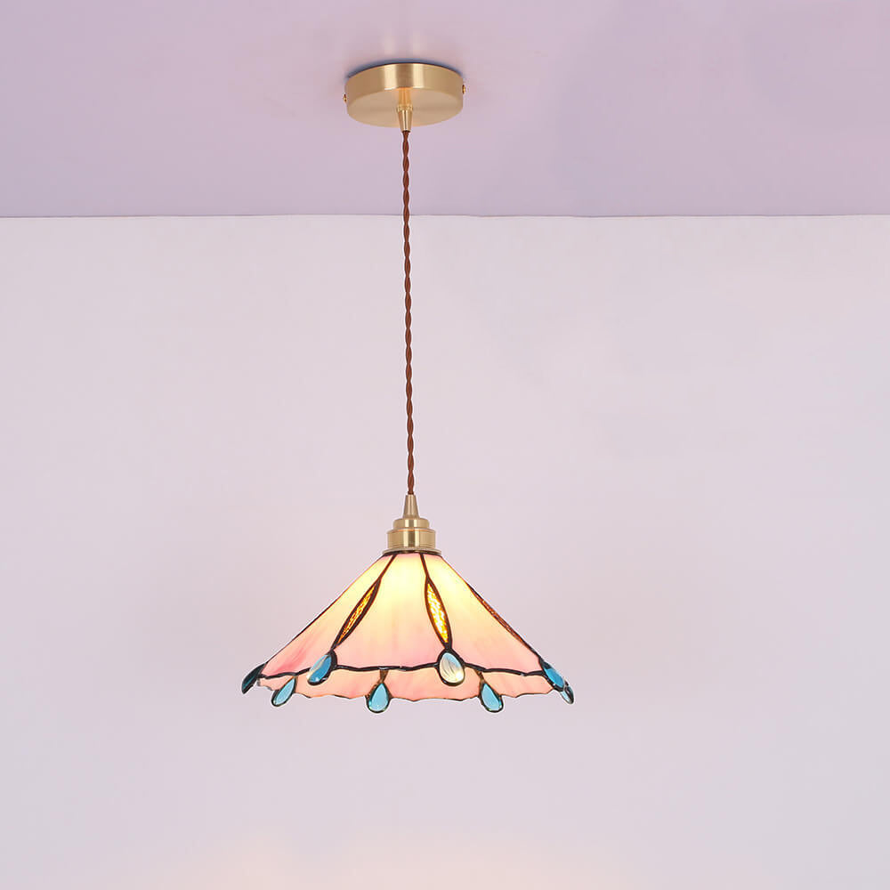 Glassoria Tiffany Pendelleuchte | Vintage Buntglas Design | Regenschirmform | Elegantes Licht für Zuhause