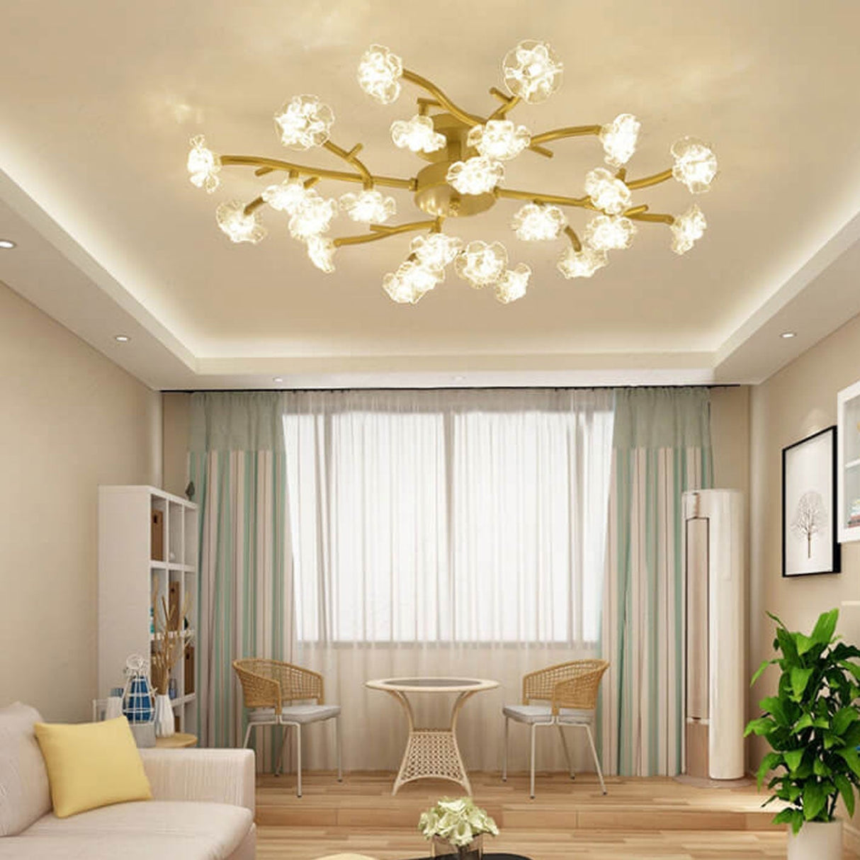 Blossura LED Deckenleuchte | Kreatives Zweigdesign mit Pflaumenblüten | 18/24/30 Lichter | Semi-Flush