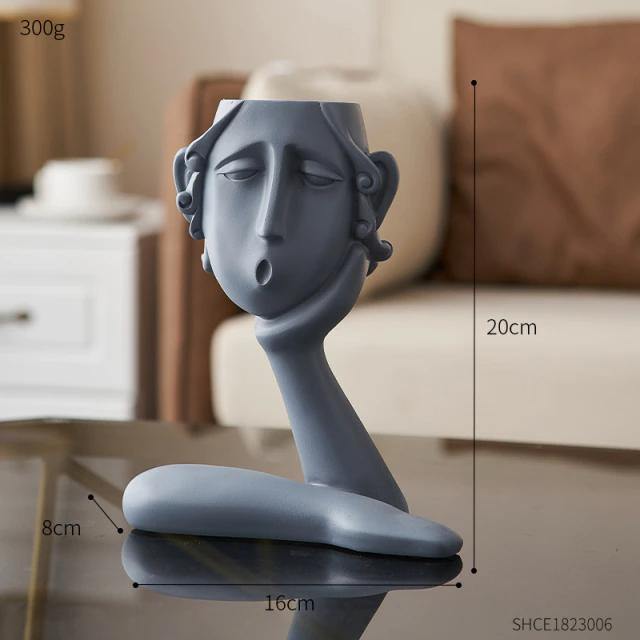 EmotionFaces Keramik Pflanztopf-Skulpturen Trio | Künstlerisches Design | Dekorative Pflanzgefäße