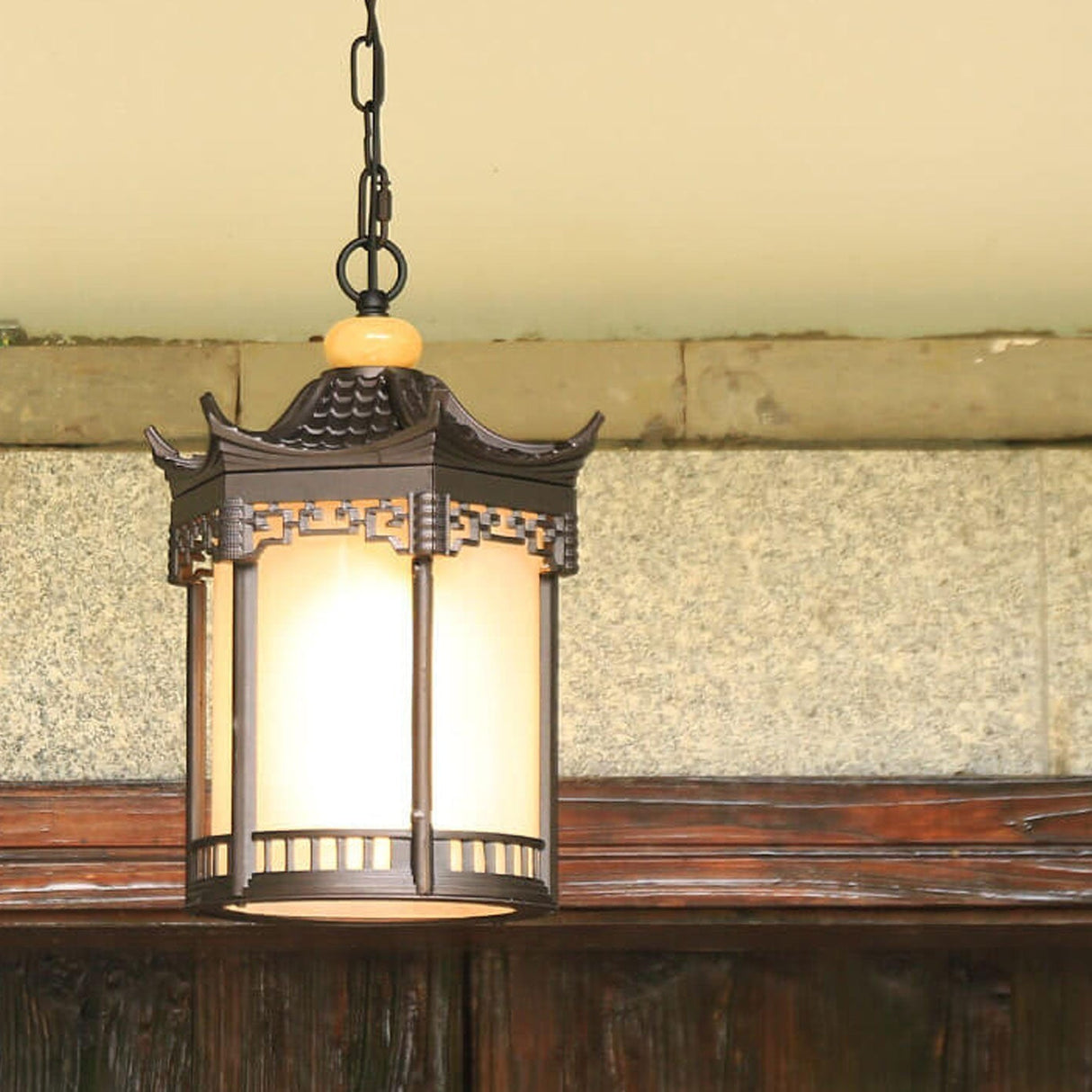 HexaLantern Outdoor LED Hängeleuchte | Wasserdichte Retro-Laterne | Chinesisches Sechseck-Design