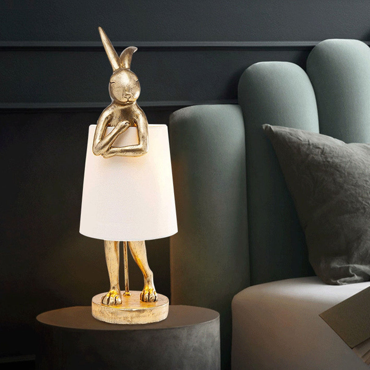 LunaBeam Nordic Rabbit LED Tischlampe | Kabellos | Stimmungslicht | Resin Design | Dekoration für Zuhause