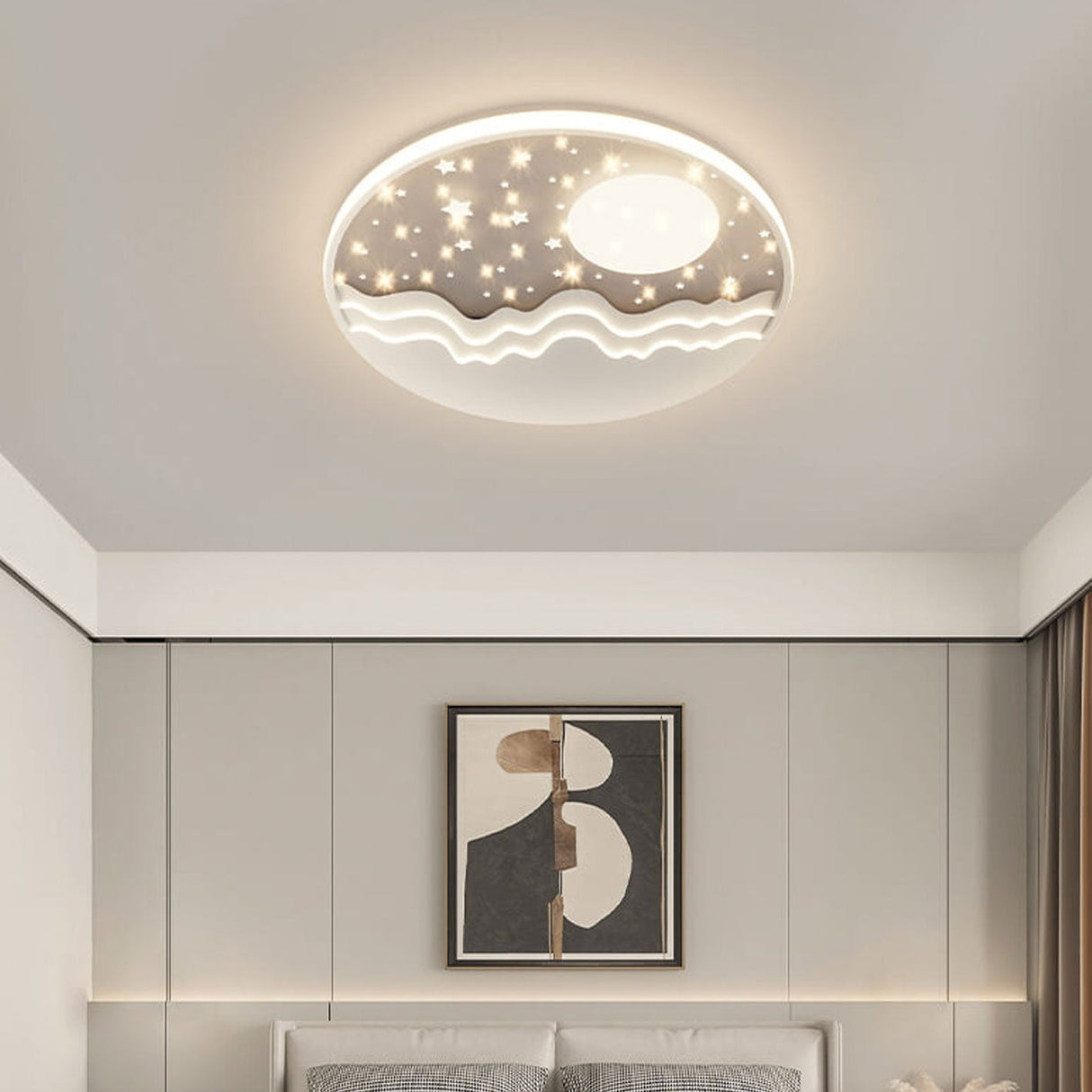 LunaAura Kreative Runde LED-Deckenleuchte | Mond-, Stern- oder Sonnendesign | Dimmbar