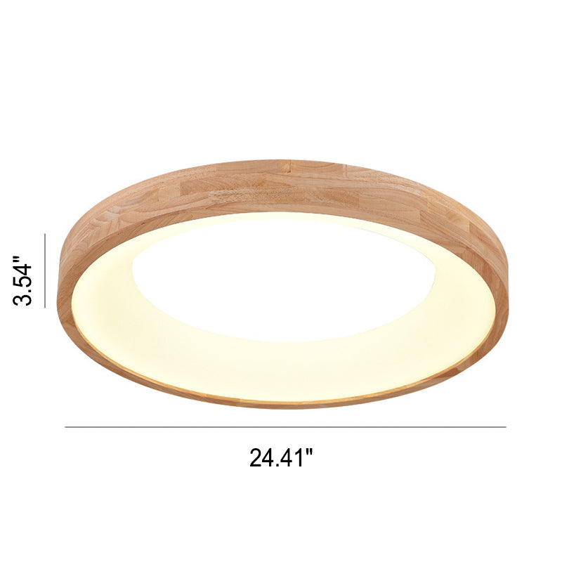 ScandiAura Holz LED Deckenleuchte | Minimalistisches Runddesign | Warmes Licht | Energiesparend
