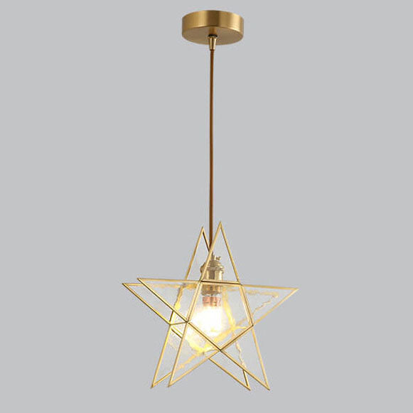 LumoStar Pendelleuchte | Glas mit Wasserstruktur | 1-flammige Sternförmige Hängeleuchte | Modern & Farbig