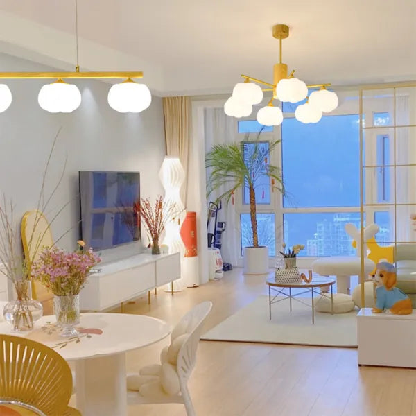 CottonAura Kreativer Hölzerner Baumwollkugeln Kronleuchter | Wohnzimmer Deko | Stimmungsvolle Beleuchtung