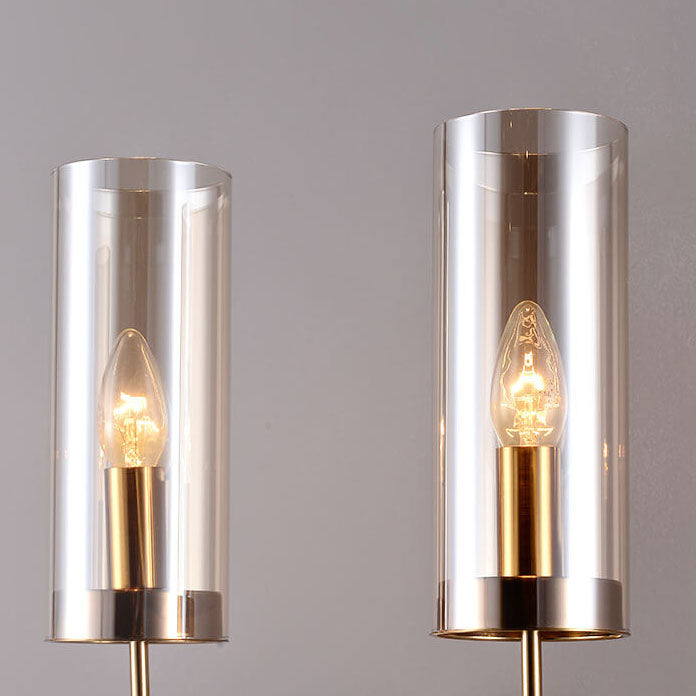 AstraGlas | Glas-Eisen Wandleuchte | 1- oder 2-flammig | Cognac & Hellblau