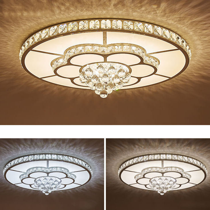 Crystalum Luxe LED Deckenleuchte | Moderner Kristall-Flush Mount | Dimmbare Luxusbeleuchtung