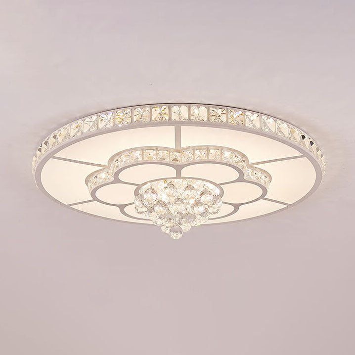 Crystalum Luxe LED Deckenleuchte | Moderner Kristall-Flush Mount | Dimmbare Luxusbeleuchtung
