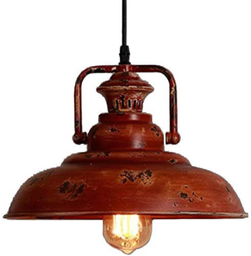 RusticaGlow Retro Pendelleuchte | Rostrote Metall-Kuppel | 1-flammig | Vintage Deckenleuchte