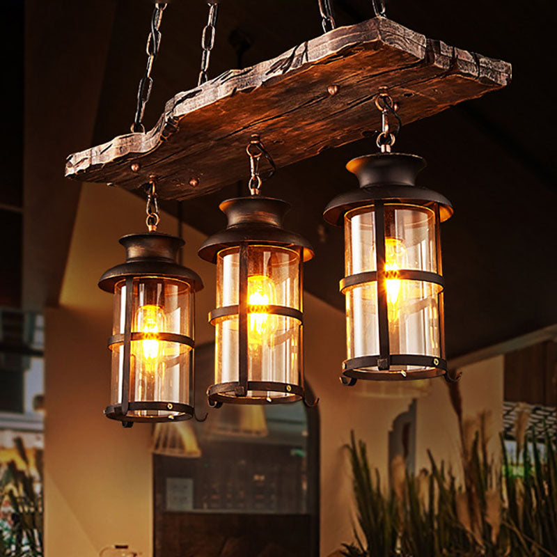 Farmora Kronleuchter | Traditionelles Bauernhaus-Design | Holz & Eisen | 3-flammige Beleuchtung für Esszimmer