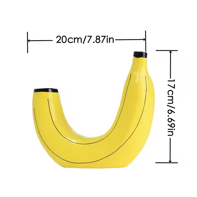 BananaBloom Design Keramik Vase | Kreative Dekoration für Zuhause | Moderne Bananenform | Boho Tischdeko