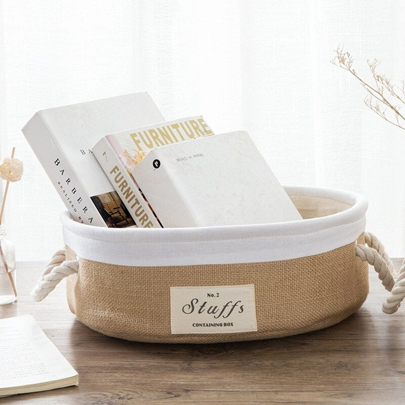 RosaLinen Französische Jute-Aufbewahrungskörbe | Elegante Lagerlösungen | Perfekt für Zuhause und Büro