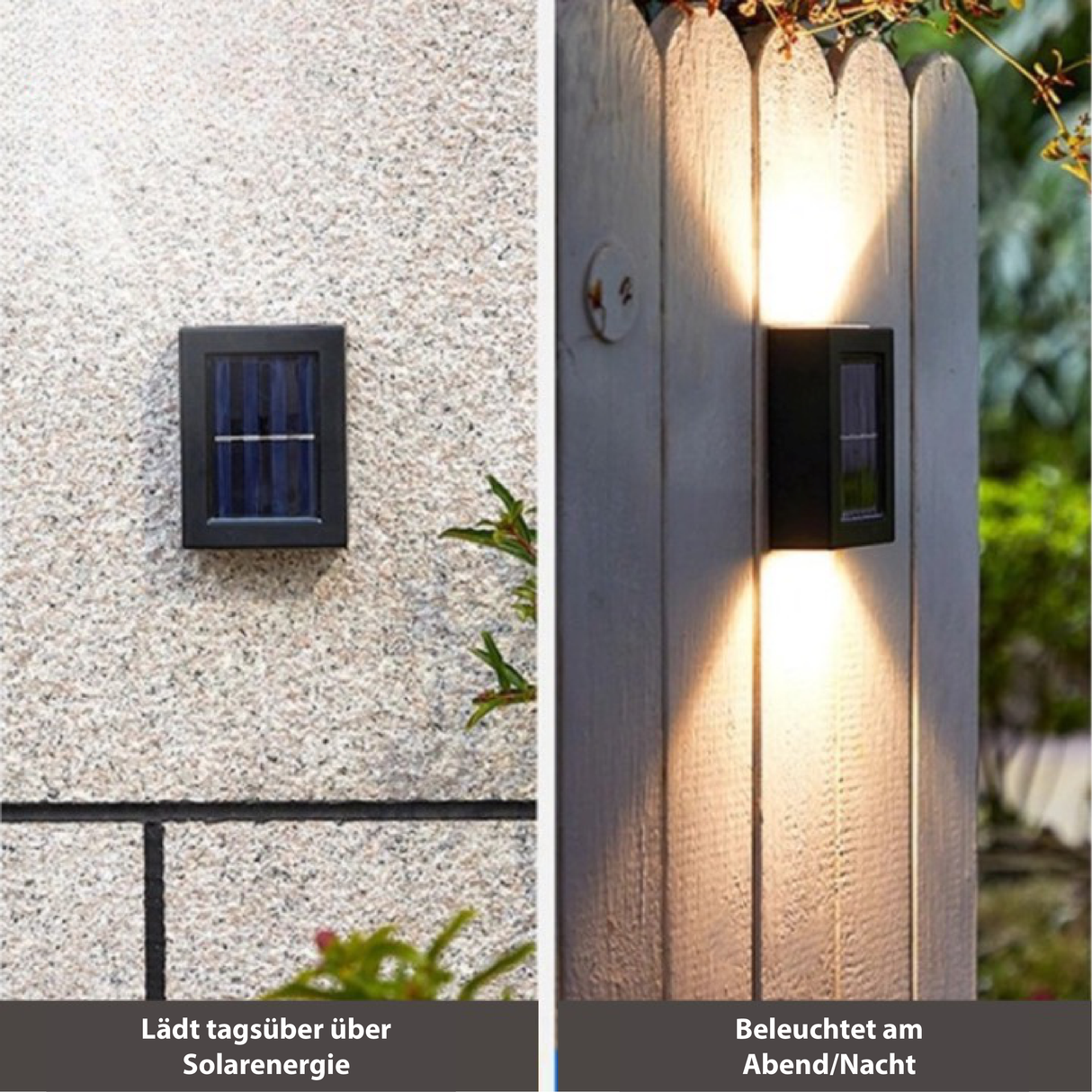SunAura Deluxe Kabellose LED Solar Wandleuchten | Wetterfest | Außenbeleuchtung für Garten und Terrasse