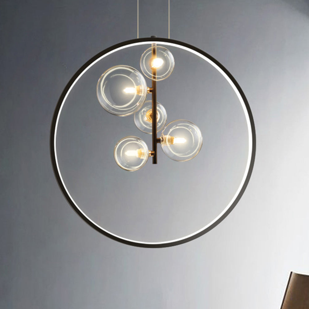 Luminisa Skandinavische Bubble Glas Pendelleuchte mit Ring | Modernes Design | Dimmbar | Elegante Beleuchtung für Esszimmer & Wohnzimmer