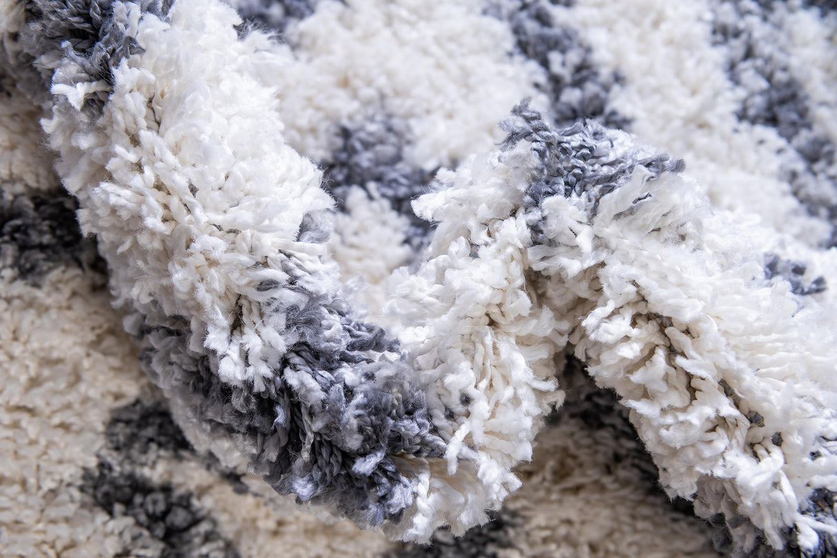 DiamondLuxe Shag - Teppich mit Diamantmuster | Shaggy Hochflorteppich | Weich & Modern | Perfekt für Wohnzimmer