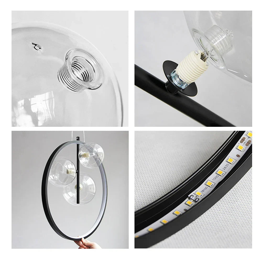 Luminisa Skandinavische Bubble Glas Pendelleuchte mit Ring | Modernes Design | Dimmbar | Elegante Beleuchtung für Esszimmer & Wohnzimmer