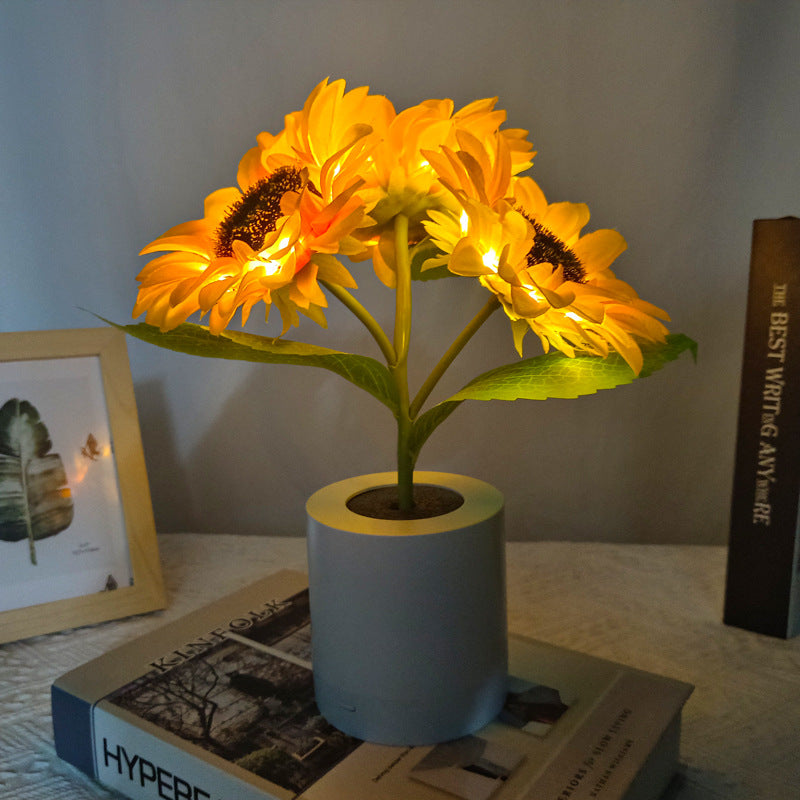 GlowBlume LED Sonnenblumenlampe | Schimmernde Tischbeleuchtung | Dekorative LED-Lampe für Zuhause und Büro