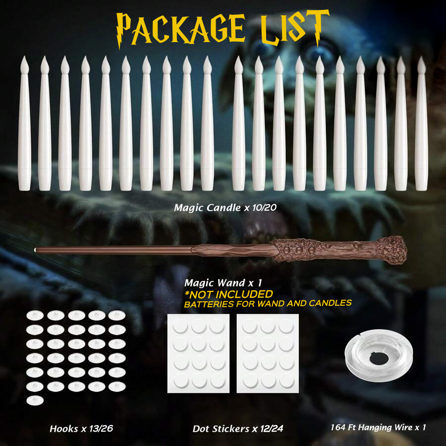 MysticFlame Schwebende LED-Kerzen mit Zauberstab | Magische Deko für Halloween & Zuhause