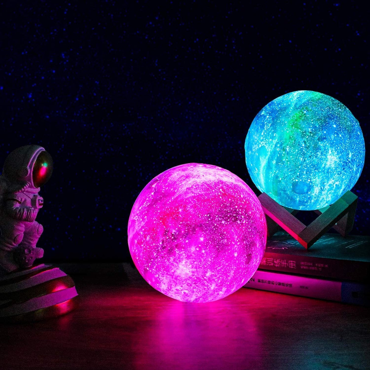 CelestiGlow Galaxy Moon Lamp | 3D-Druck LED Mondlampe | Farbwechsel | Touch & USB-Aufladung | Stimmungslicht für Zuhause