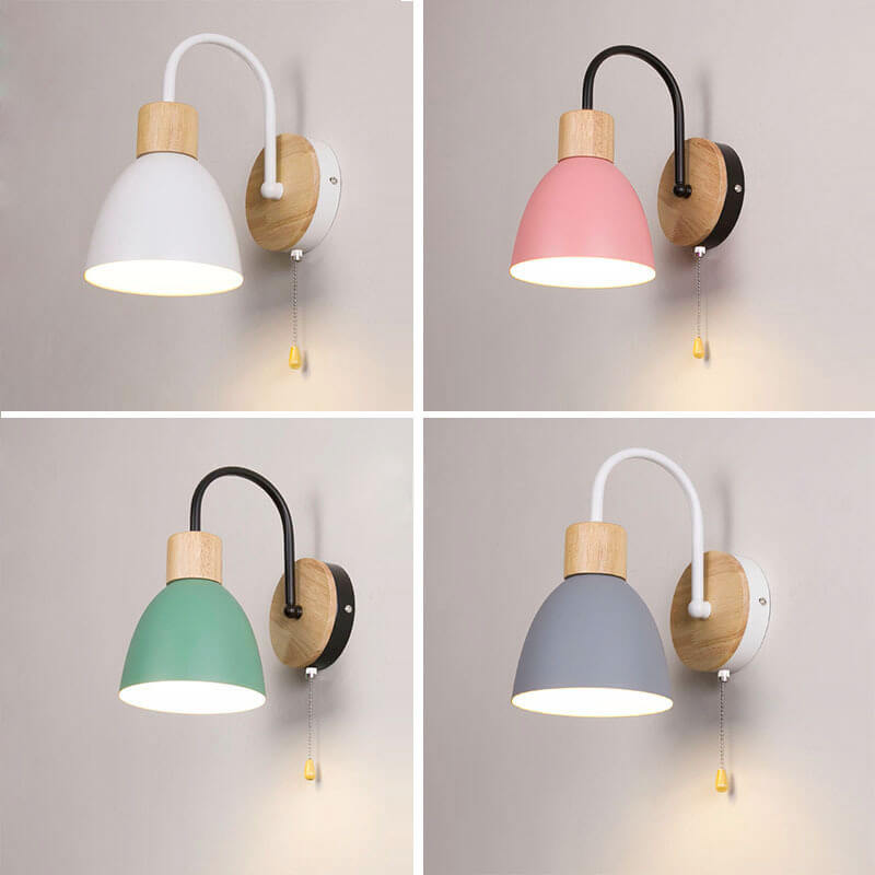 ZippaLite Nordic Wandlampe | 1-flammig | Zugschnurschalter | Macaron-Farben | Minimalistisches Design