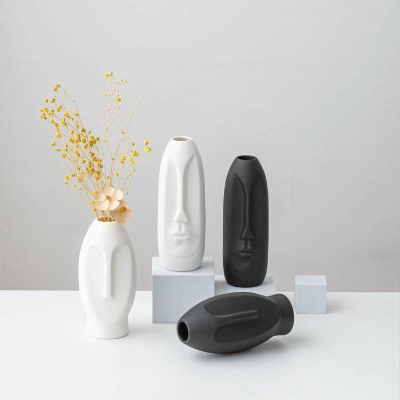 VaseMuse Abstrakte Keramikvase mit Gesichtsdesign | Modernes Deko-Highlight | Zeitlos & Elegant