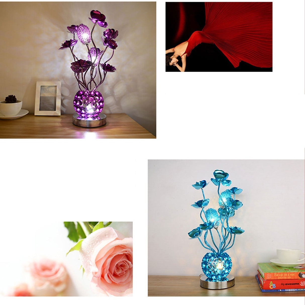 RoséLumina Aluminium LED Tischlampe | Elegantes Design | Stimmungslicht | Leselampe | Deko für Zuhause