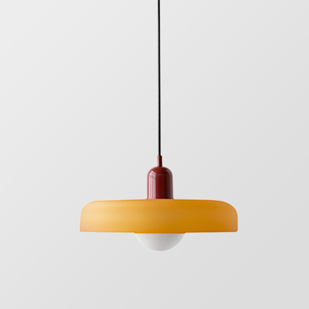 BauArt Pendelleuchte aus farbigem Glas | Elegante Hängeleuchte im Bauhaus-Stil | Designlampe für Wohnzimmer & Esszimmer
