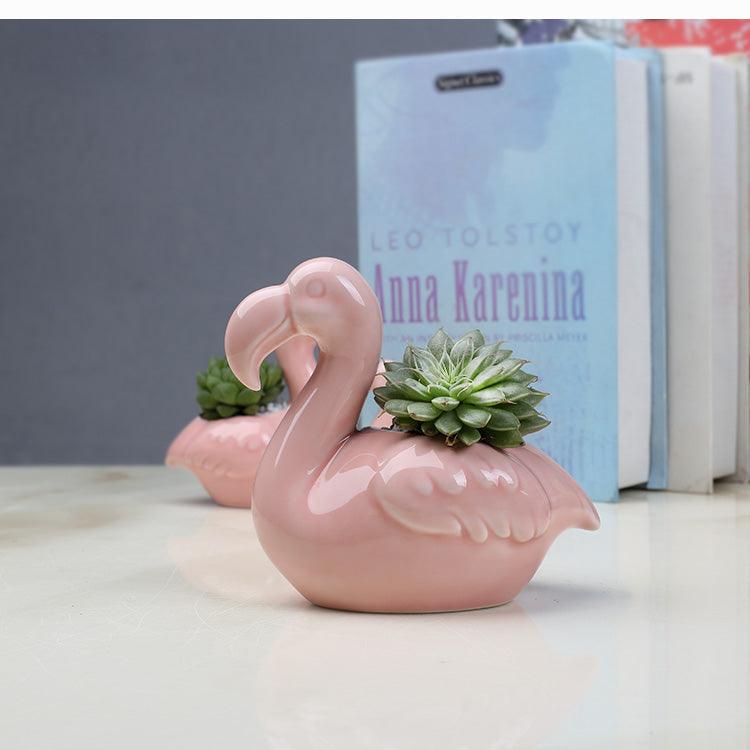 FlamiBloom Flamingo Pflanzentöpfe 2er-Set | Rosa Sukkulenten Töpfe mit Charm | Deko für Innen & Außen