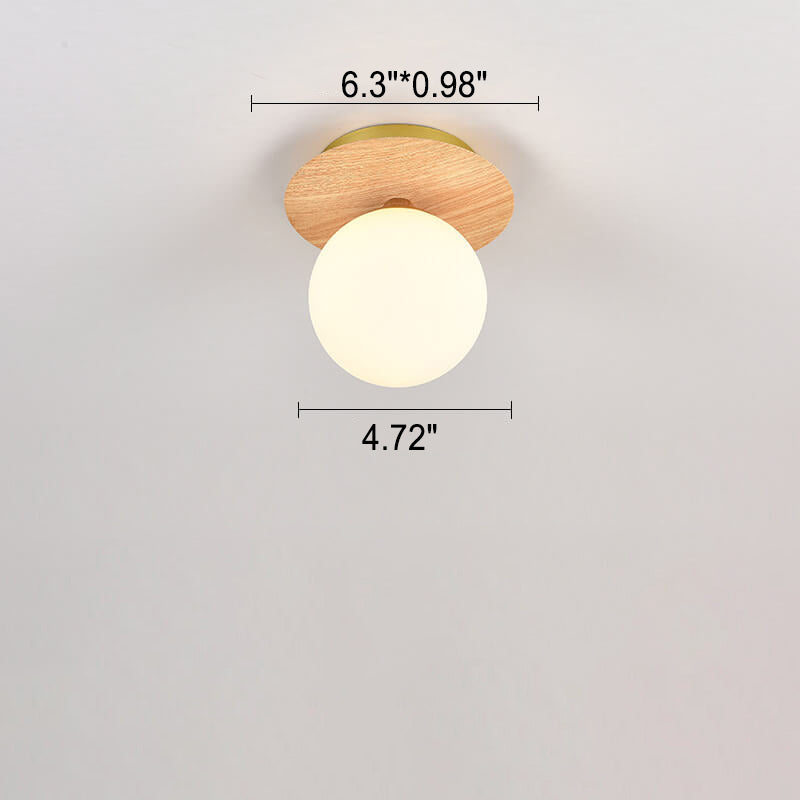 Luniro Minimalistische Deckenleuchte | Glas & Holzoptik | Semi-Flush-Mount | Japanisches Design