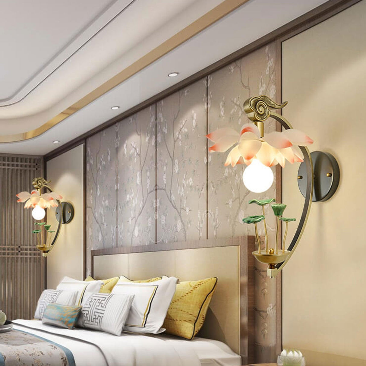 LotuLume Wandlampe | Modernes Lotus-Design aus Keramik & Harz | Elegante 1-Flammige Wandleuchte