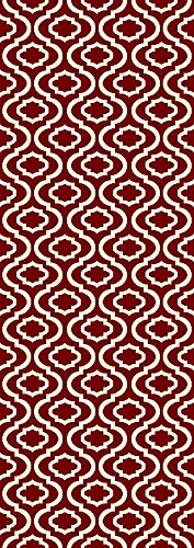 RubyTrellis Teppich | Spalier-Design in Rot & Elfenbein | Pflegeleicht & Modern | Perfekt für Wohnzimmer & Flur