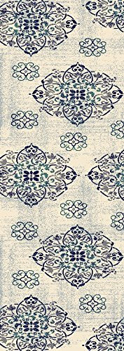 BeigeHaven Teppich | Design in Beige, Navy, Türkis & Grau | Pflegeleicht & Modern | Perfekt für Wohnzimmer & Flur