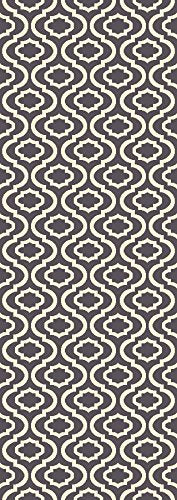 CharcoalTrellis Teppich | Spalier-Design in Anthrazit & Elfenbein | Pflegeleicht & Modern | Perfekt für Wohnzimmer & Flur