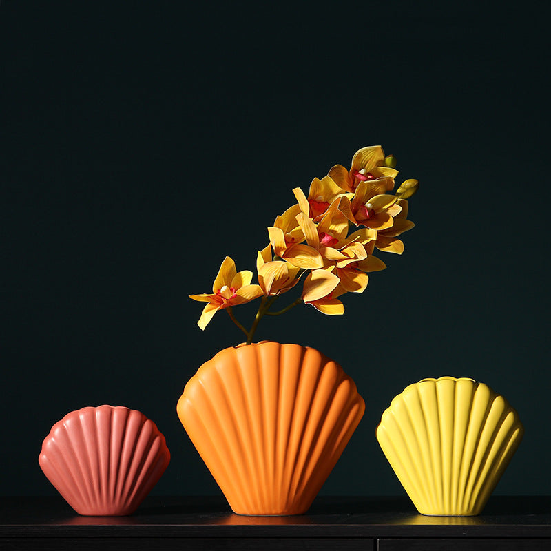 Shellora Schalenbasis Blumenvase | Stilvolle Dekoration | Elegantes Wohnaccessoire